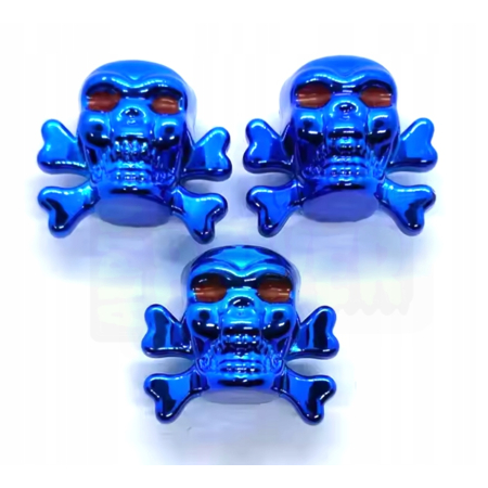 Czapki do opon kapturki na zawory wentyle czaszka i kości niebieskie