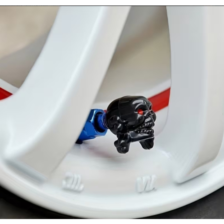 Czapki opon kapturki na zawory przeciwpyłowe wentyle czaszka i kości czarne