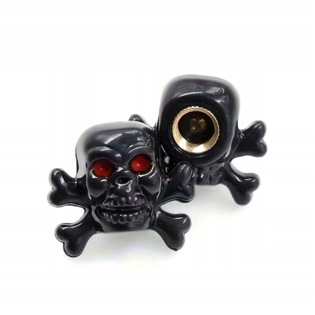 Czapki opon kapturki na zawory przeciwpyłowe wentyle czaszka i kości czarne