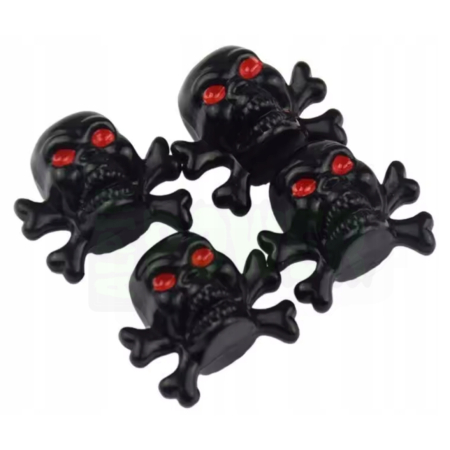 Czapki opon kapturki na zawory przeciwpyłowe wentyle czaszka i kości czarne