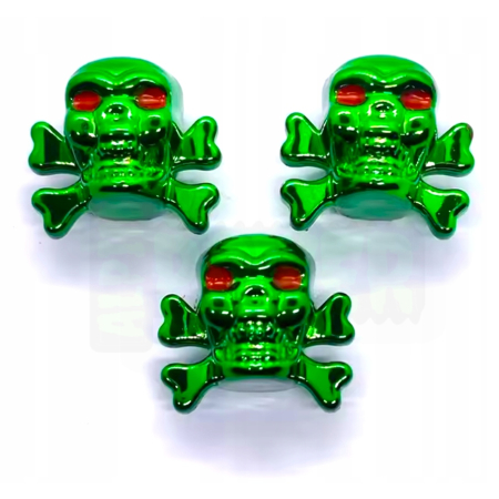 Czapki opon czaszka kapturki na zawory wentyle czaszka i kości zielone