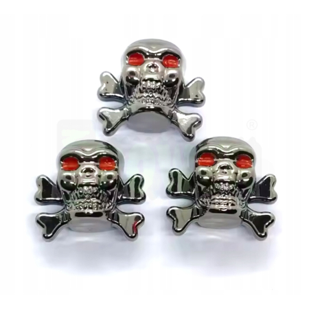 Nakrętki na wentyle czapki opon kapturki na zawory czaszka i kości szare