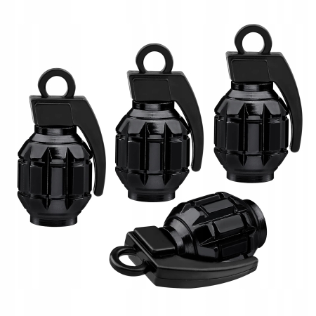 Nakrętki na wentyle samochodowe czapki kapturki aluminiowe granaty czarne