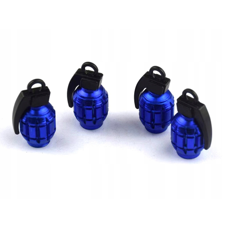 Nakrętki na wentyle samochodowe kapturki aluminiowe granaty niebieskie
