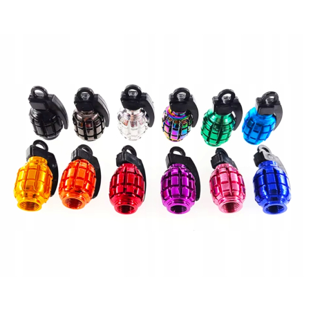 Nakrętki na wentyle samochodowe kapturki aluminiowe granaty niebieskie