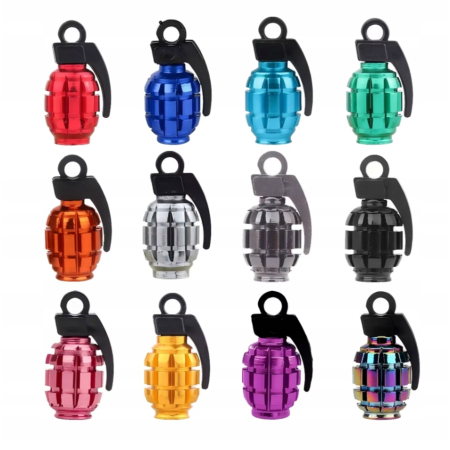 Nakrętki na wentyle samochodowe czapki kapturki aluminiowe granaty zielone