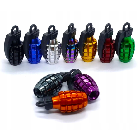 Nakrętki na wentyle samochodowe czapki kapturki aluminiowe granaty fiolet