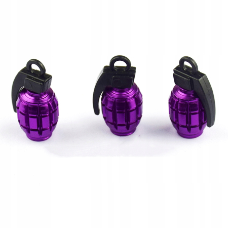 Nakrętki na wentyle samochodowe czapki kapturki aluminiowe granaty fiolet