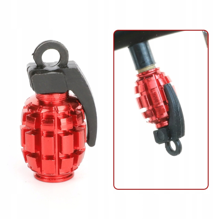 Nakrętki na wentyle samochodowe czapki kapturki aluminiowe granaty czerwone
