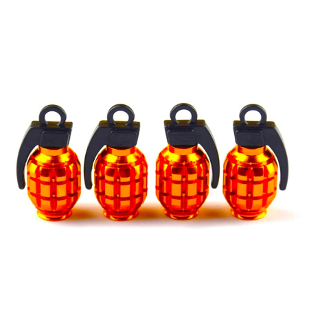 Nakrętki na wentyle samochodowe czapki kapturki aluminiowe granaty orange