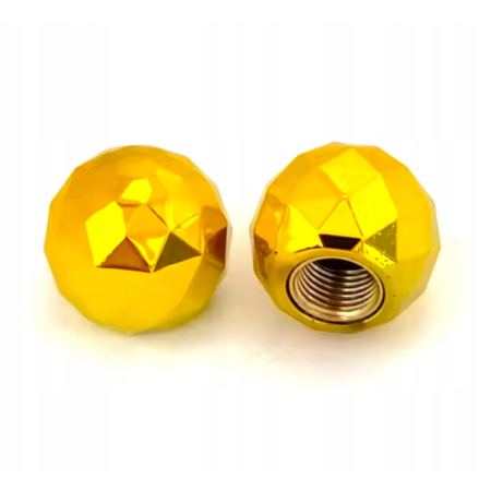 Czapki do opon rowerowe kapturki na zawory przeciwpyłowe kula disco złote